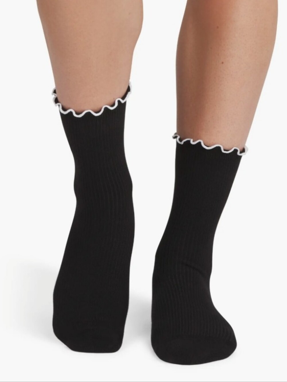 Bombas Ruffle Rib Half Calf Socks- Black - Picture 3 of 11